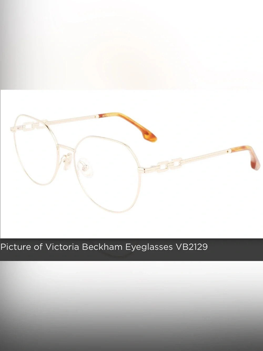 Victoria Beckham RX Gold Frames with Tortoiseshell Temple Tips VB2129